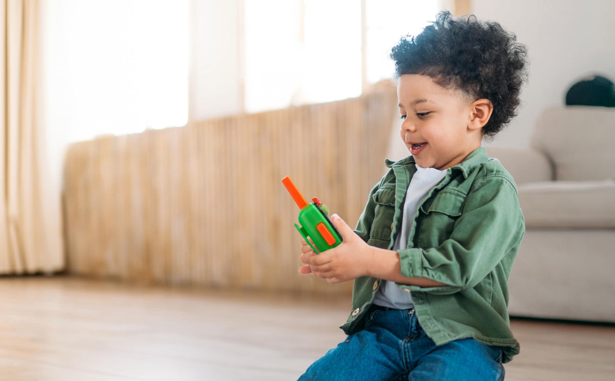 eKids TMNT walkie back view shows durable casing and easy battery access.