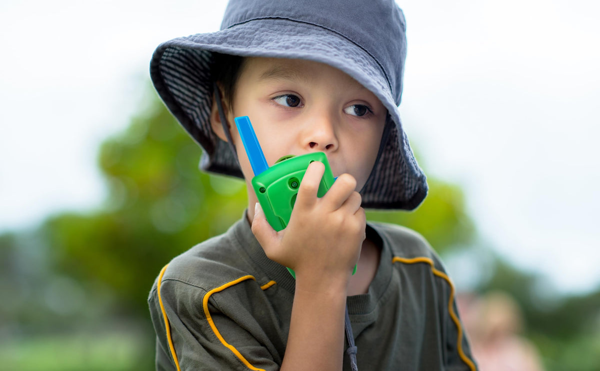 eKids TMNT walkie belt clip reveals secure carry during games.