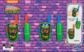 eKids TMNT walkie graphics closeup emphasizes vibrant designs for storytelling.