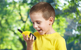 eKids walkie talkies two-way radio in use during imagination play.