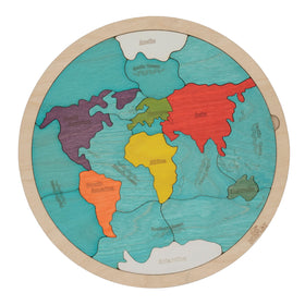 Ekoplay continents and oceans wooden puzzle front view for engaging geography play