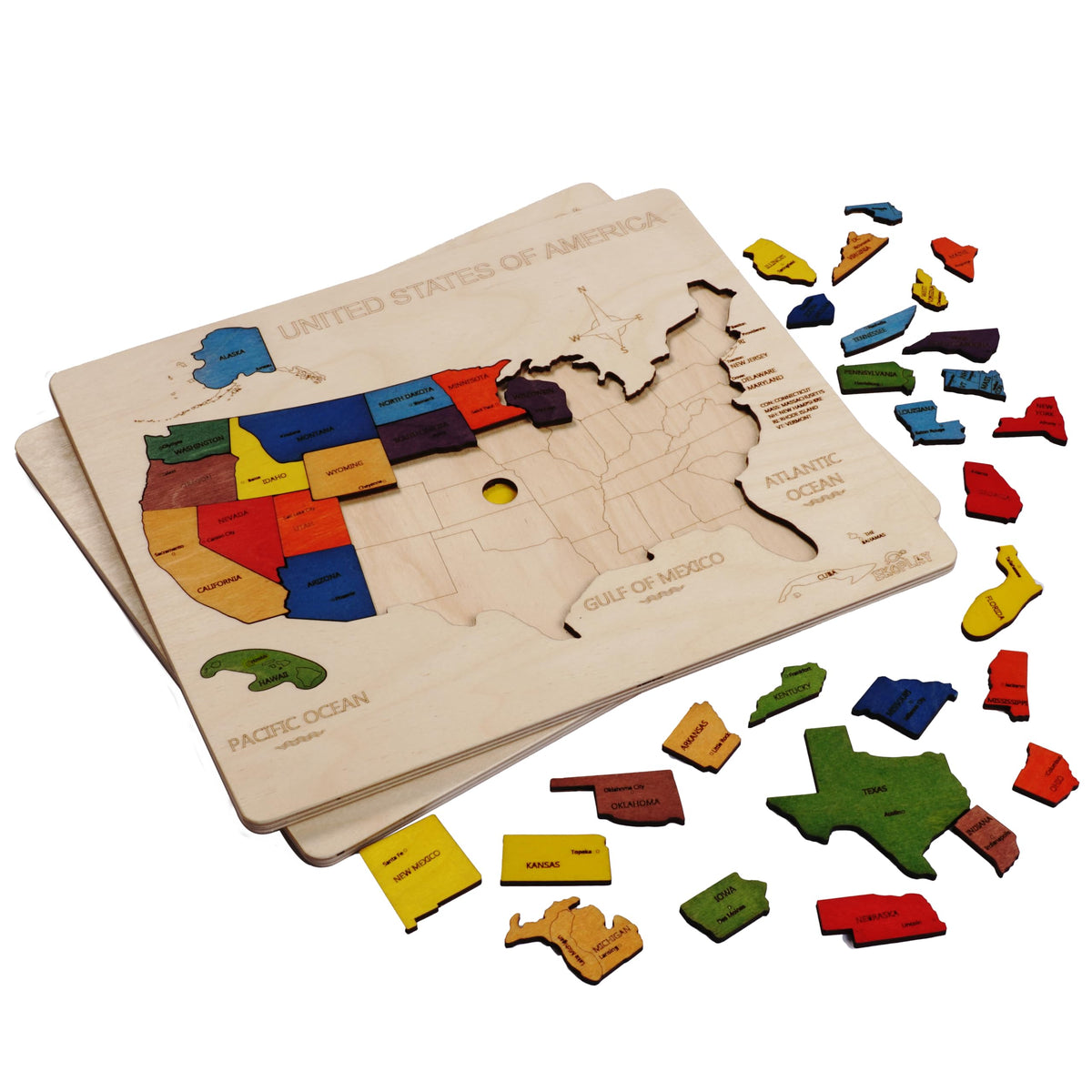 Ekoplay USA Map puzzle safe non-toxic colors—gentle on little hands.