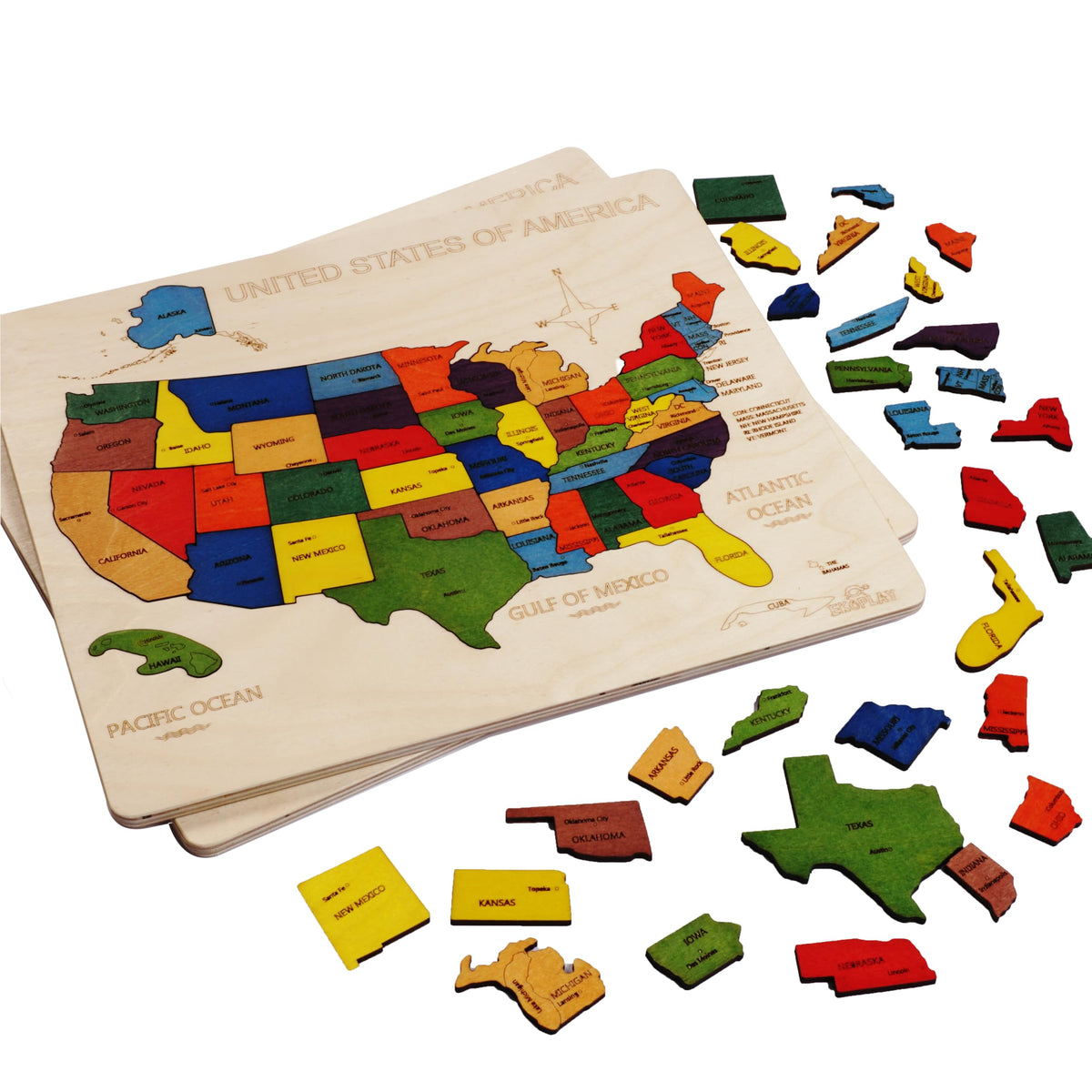 Ekoplay wooden puzzle with smooth edges—burr-free for worry-free play.