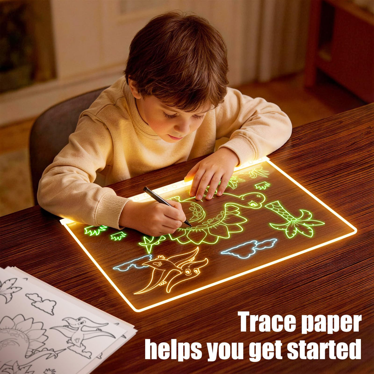 Tracing paper included to copy patterns easily under the board.