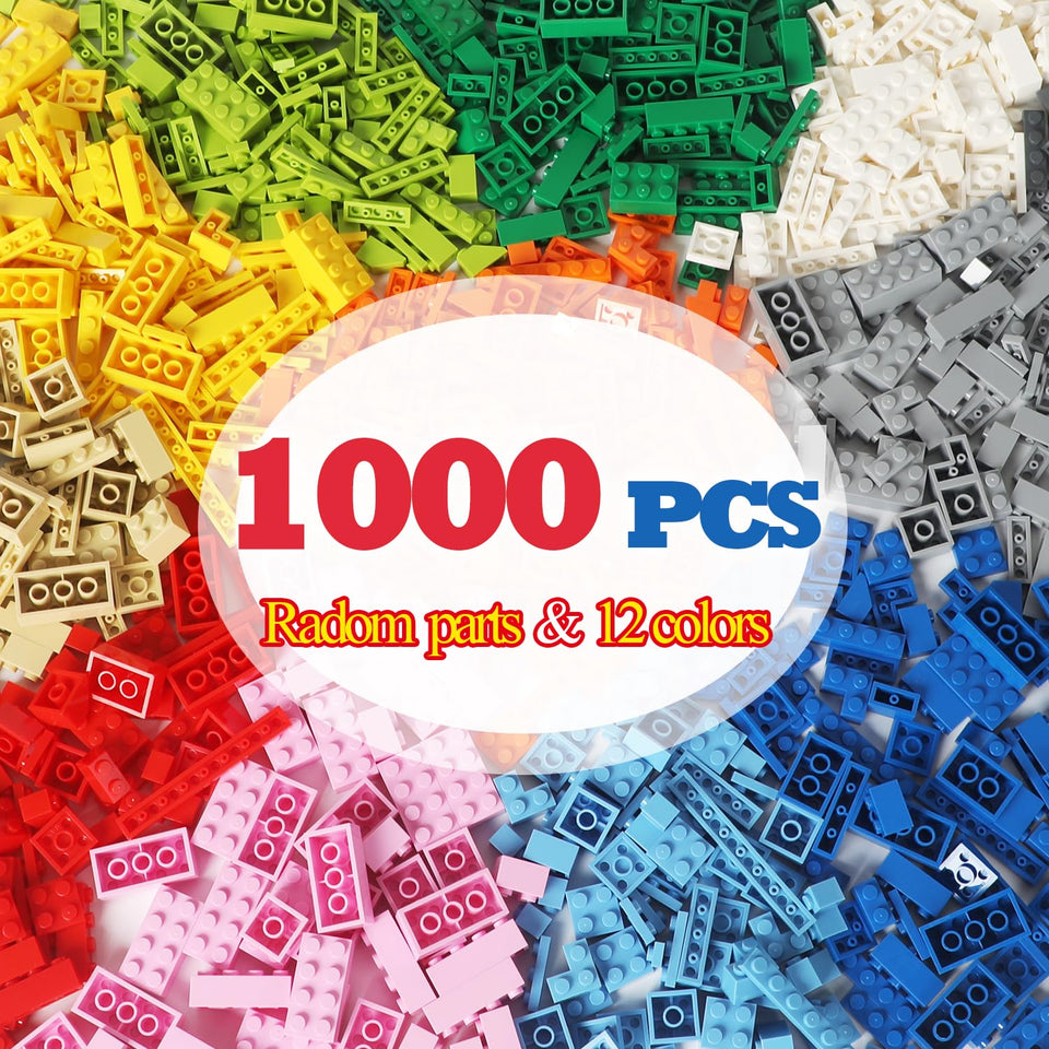 Ekuzi 1000-piece bricks in rainbow colors for imaginative building play