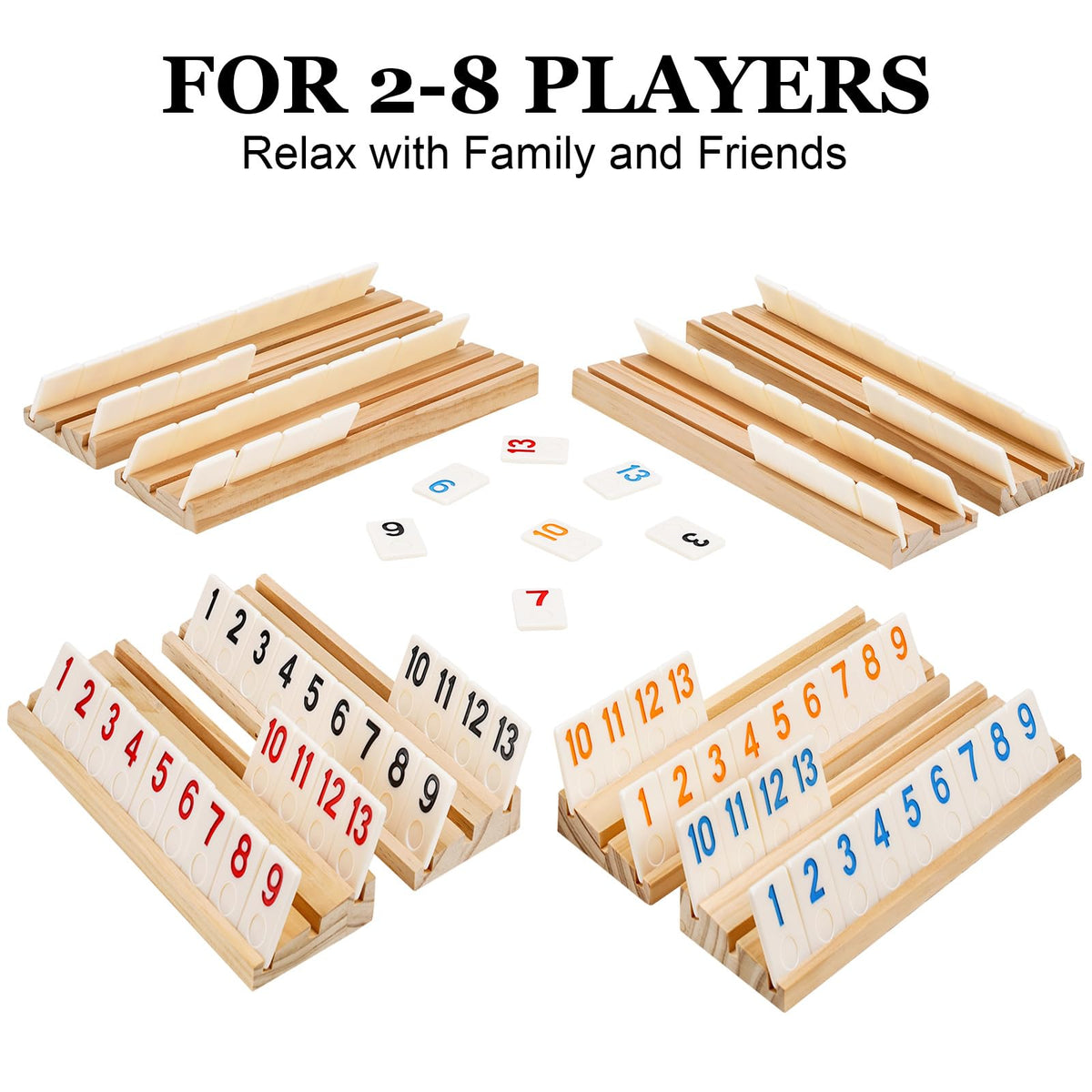 Elanbells Rummy Cube wooden racks: eight non-slip pine racks keep tiles secure