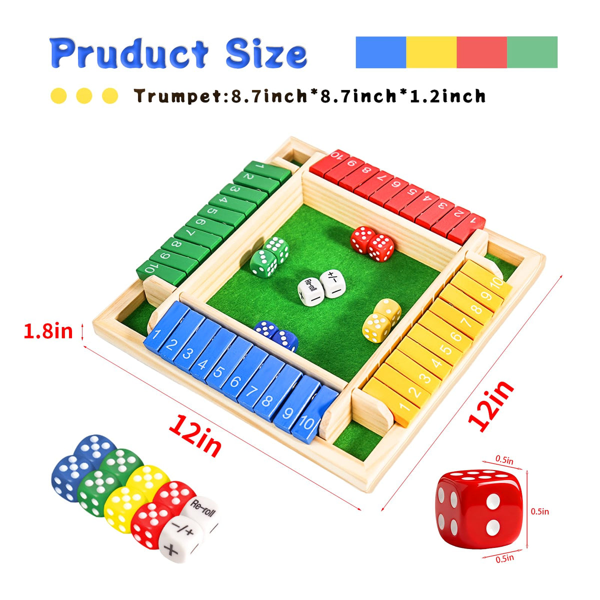 Elanbells Shut The Box smooth wooden surface with readable numbers