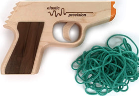 Elastic Precision PPK rubber band gun with solid hardwood for durable outdoor play.