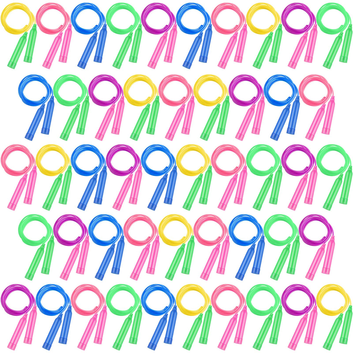 Elcoho 48-pack kids jump ropes bundle for sunny outdoor play and group fun.