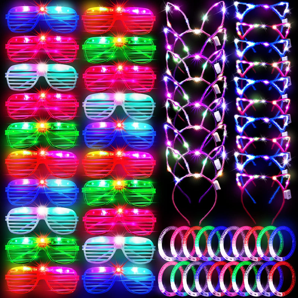 Elcoho 60-piece glow party collection shown in a pack shot for neon events