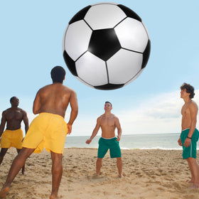 Elcoho beach ball inflates quickly with electric pump.