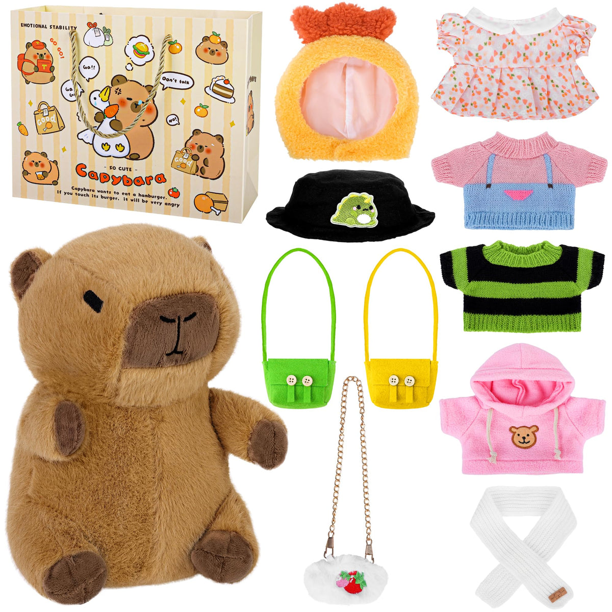 Elcoho Capybara plush 10-inch cuddly toy ready for play and display.