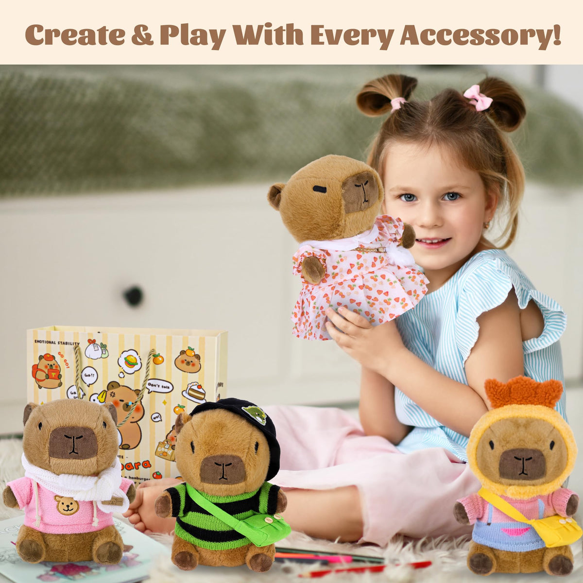 Elcoho Capybara plush crossbody bags provide cute accessories for play.