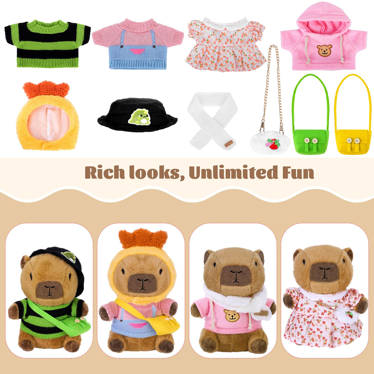 Elcoho Capybara plush warm scarf adds cozy detail for chilly days.