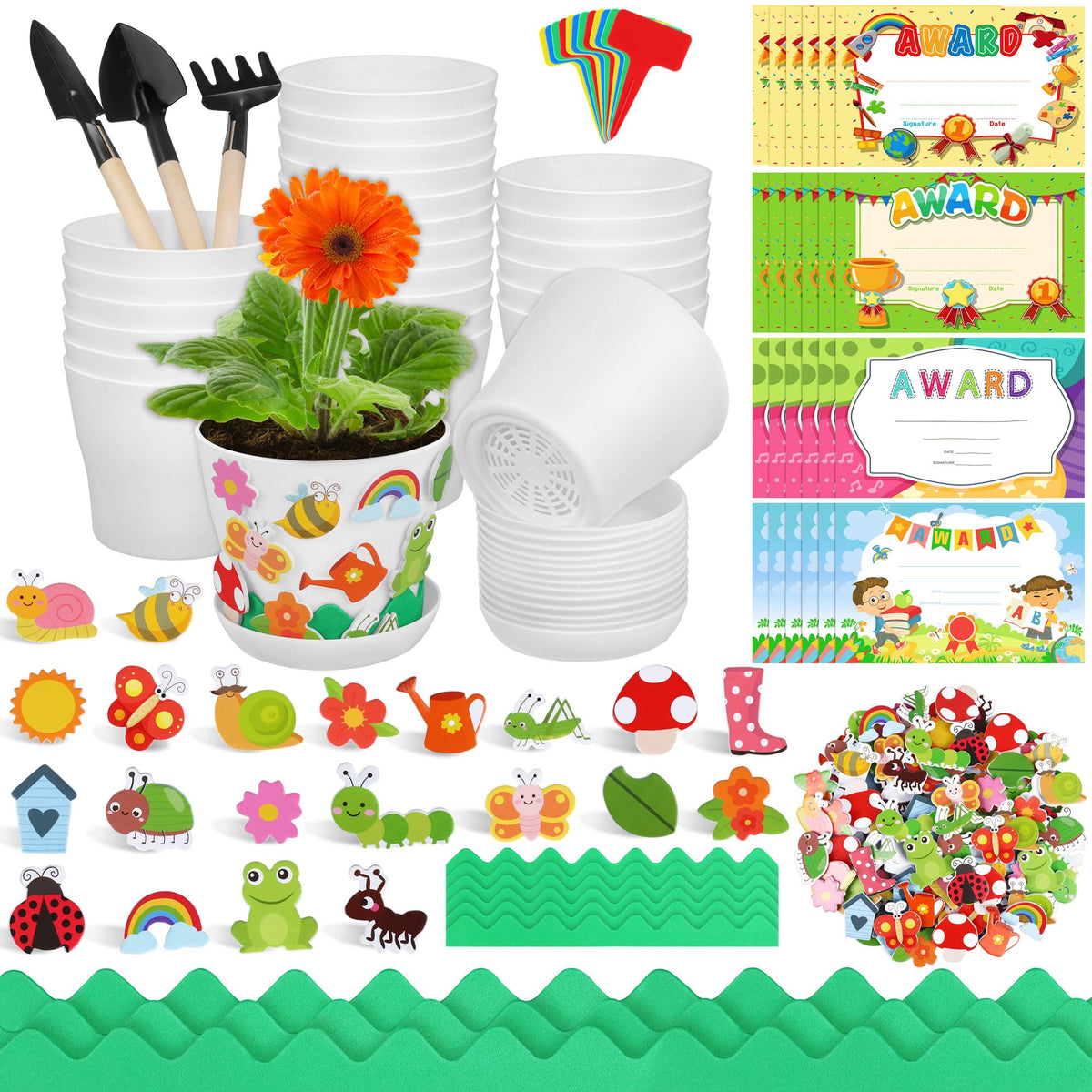 Elcoho garden pot craft kit pot assembly for kids' gardening activity and craft fun.