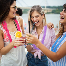 Elcoho leis are great for goody bags or favors and crowd-friendly decor