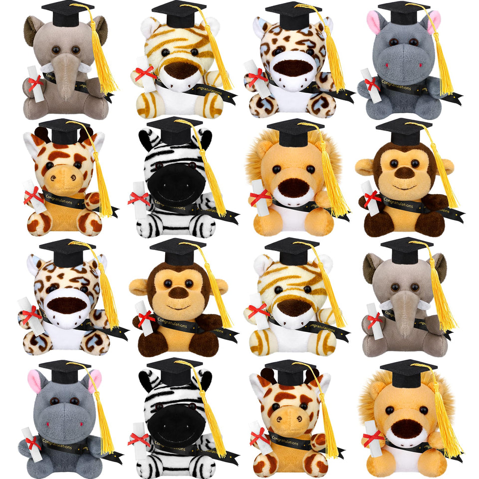 Elcoho graduation jungle deer plush with cap, ideal for milestone keepsakes and party favors.