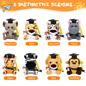 Elcoho graduation jungle leopard plush with cap, charming memento for kindergarten milestones.