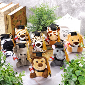 Elcoho graduation jungle monkey plush with cap, perfect for party gifts and decor.