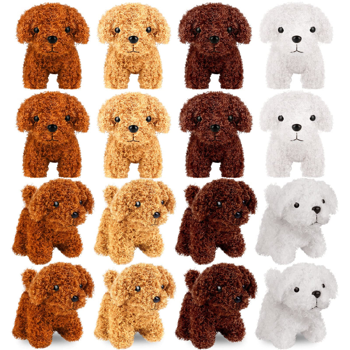 Elcoho mini plush dog white with keychain—cute backpack accessory for kids.