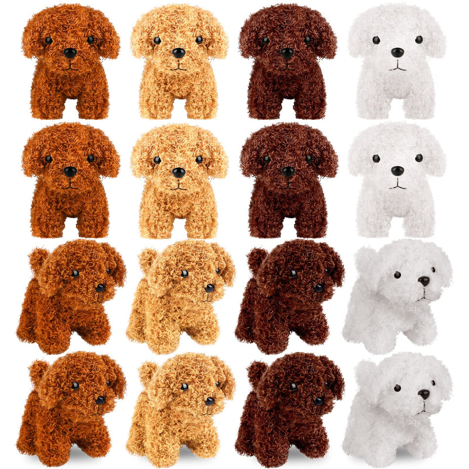 Elcoho mini plush dog white with keychain—cute backpack accessory for kids.