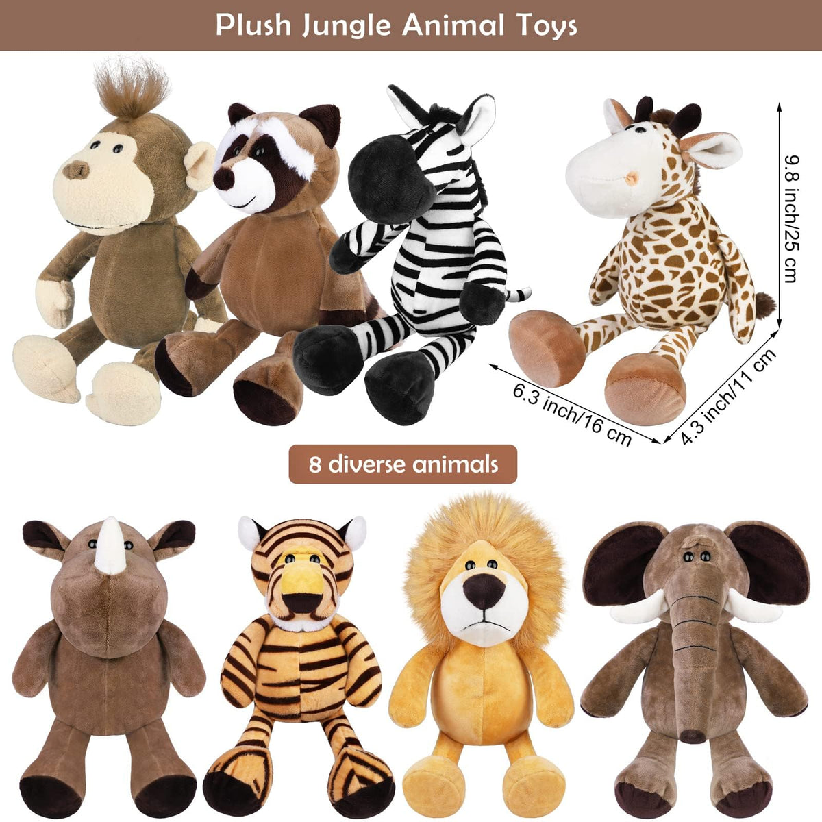 Elcoho giraffe plush 9.8 inch, bright room decor and playmate