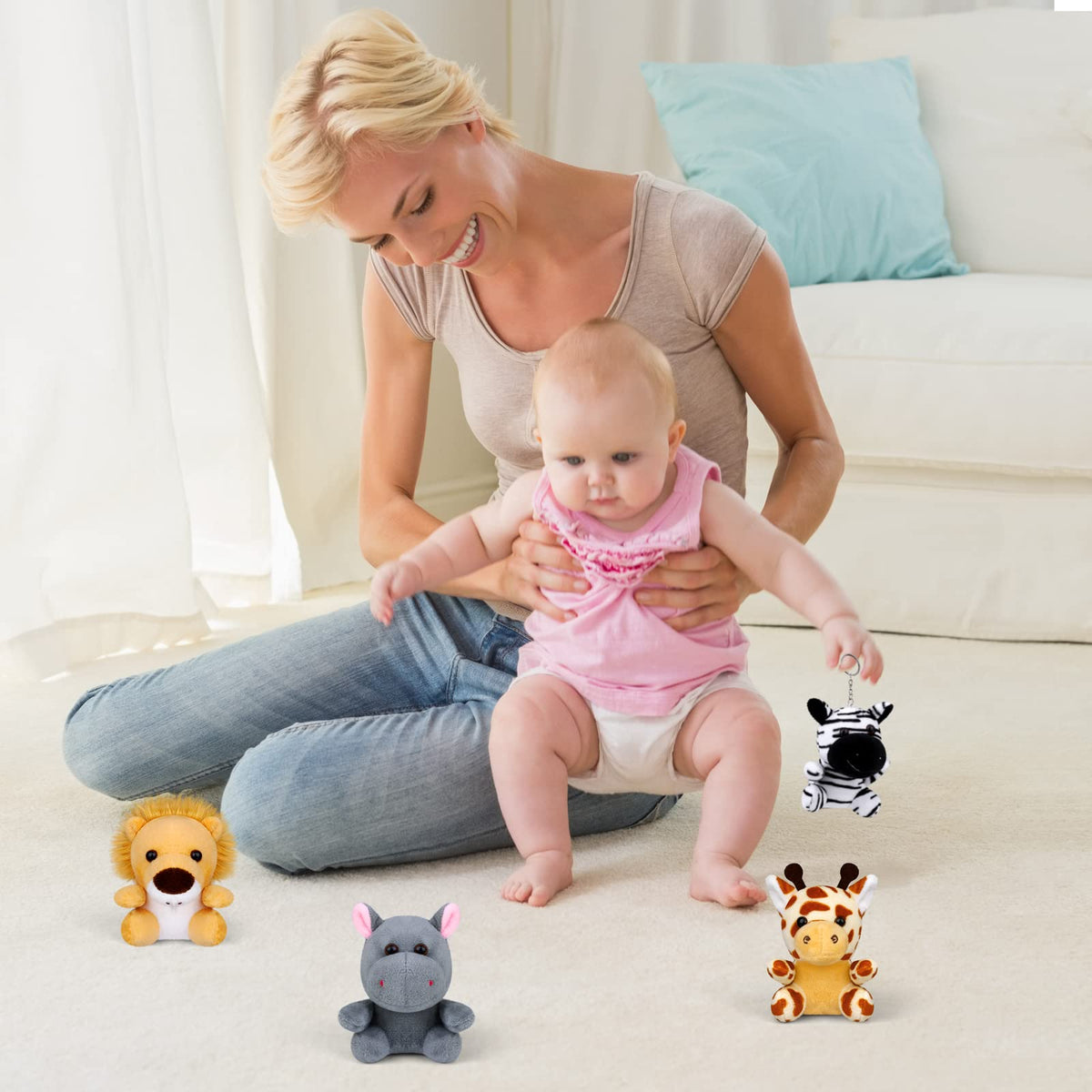 Elcoho safari mini lion keychain plush, eye-catching decor for rooms