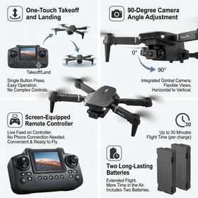 elecci E88 drone three-battery-pack extends flight time for longer sessions.