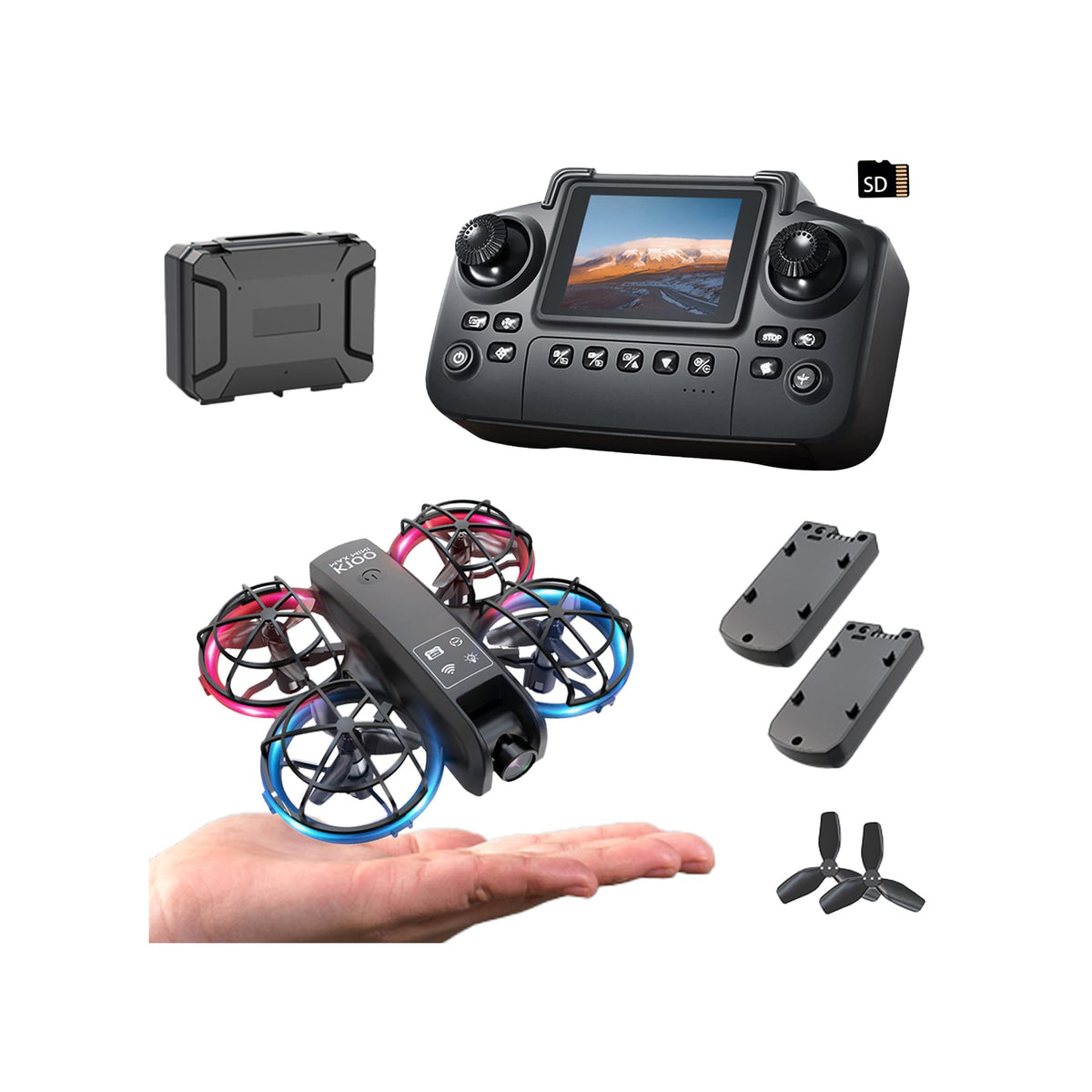 Elecci K100 Mini Drone folded design for portable travel and quick setups.