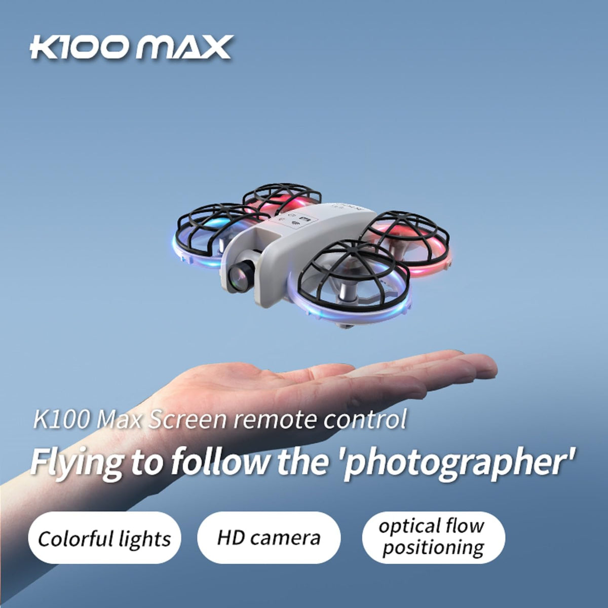 Elecci K100 Mini Drone protective paddles guard propellers for worry-free flights.