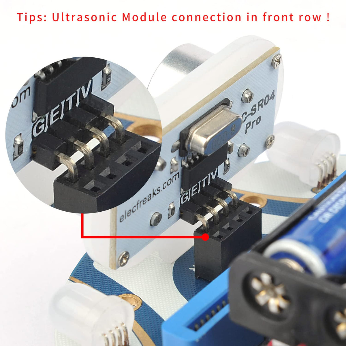 ELECFREAKS Cutebot extension ports illustrate sensor and block compatibility