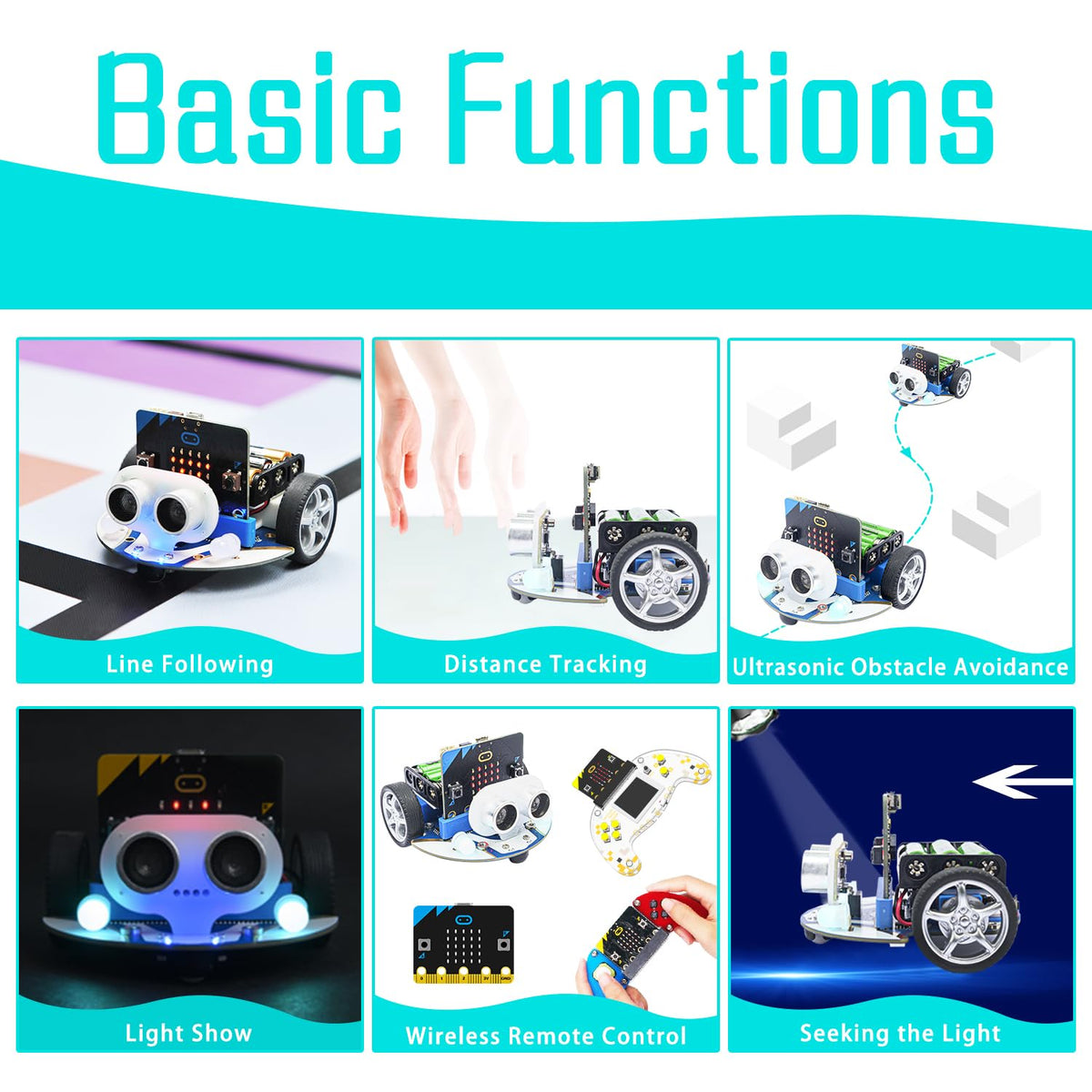 ELECFREAKS Cutebot side view highlights its tiny, easy-to-hold design