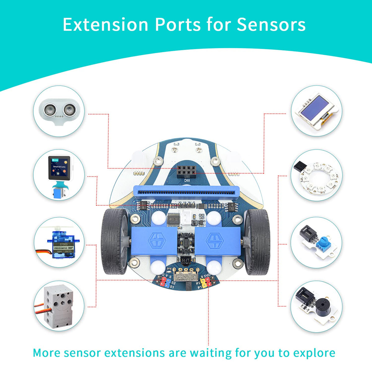 ELECFREAKS Cutebot with ultrasonic sensor ready for distance awareness