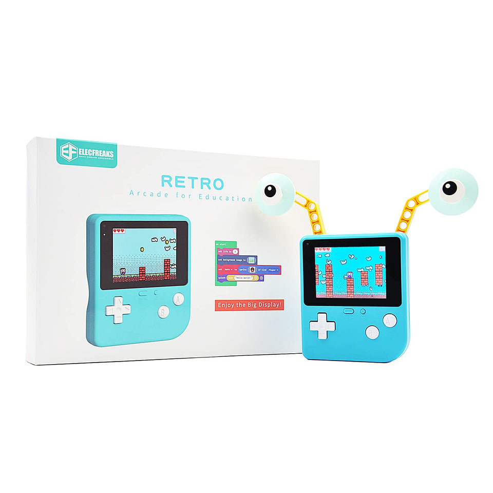 EF ELECFREAKS Retro Arcade front view highlights portable STEM learning device