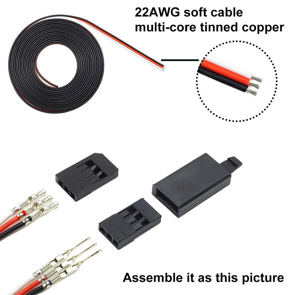 Crimping tool included for secure pin connections in assemblies.