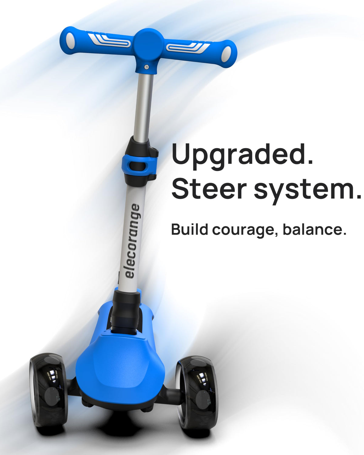 Rear fender brake provides controlled stops on gentle slopes.