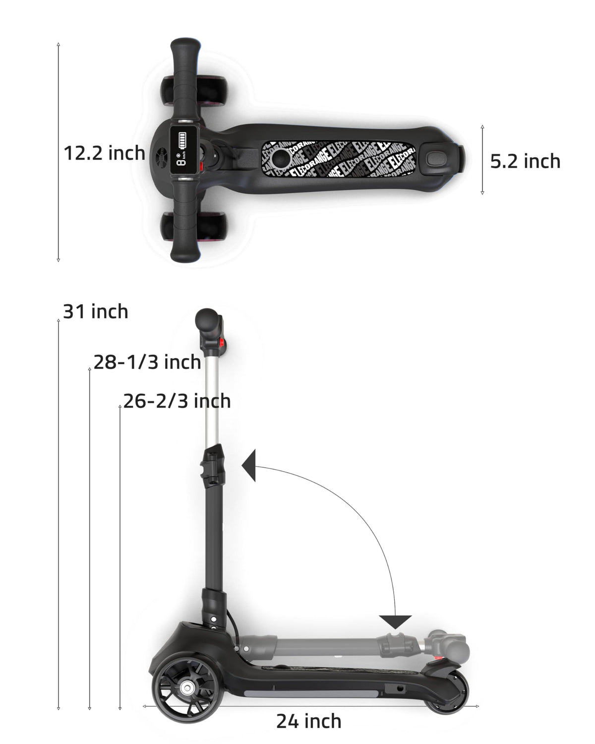 Elecorange T500 three-wheel design supports balance and easy turning