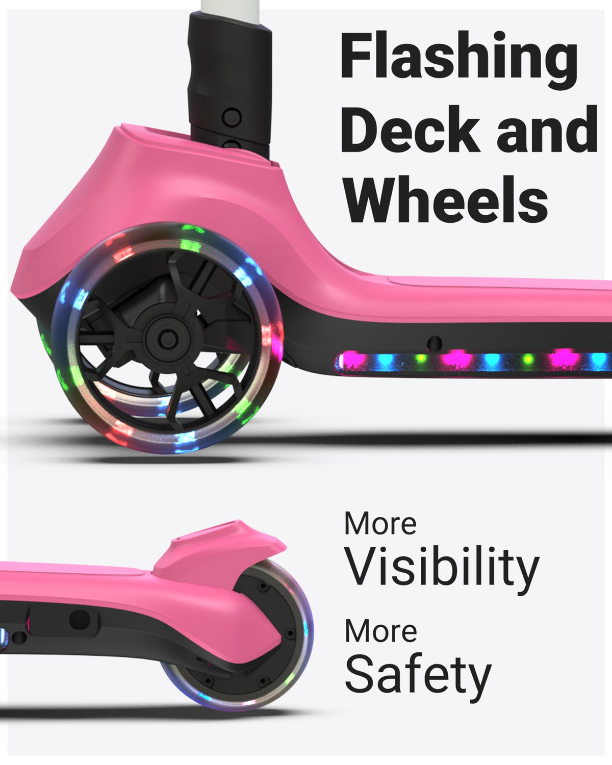 ELECOSMOS KS20 light-up deck and wide tires for safety and visibility