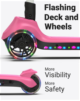 ELECOSMOS KS20 light-up deck and wide tires for safety and visibility