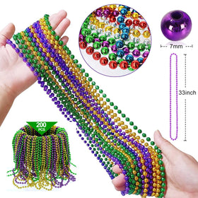 Elefama Mardi Gras beads colors closeup, vibrant and festive for party decorations.