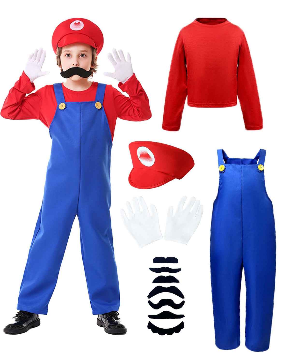 ELEGAWHISPR kids plumber jumpsuit red set, comfortable for active play.
