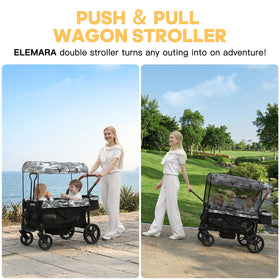 Elemara all-terrain stroller wagon front view highlights easy front access for kids
