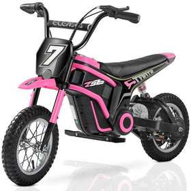 ELEMARA electric motorcycle for kids in pink, side view, ideal for neighborhood rides