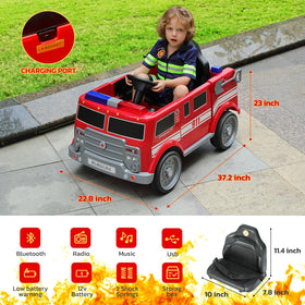 Elemara fire extinguisher storage area and rear box for toys and gear.