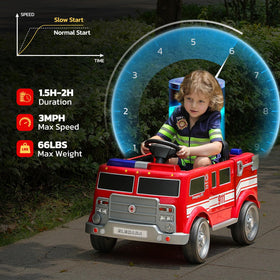 Elemara interior controls featuring walkie-talkie for realistic firefighter role-play.