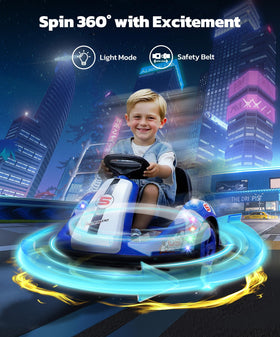 ELEMARA bumper car features Bluetooth music and LED lights for engaging rides.