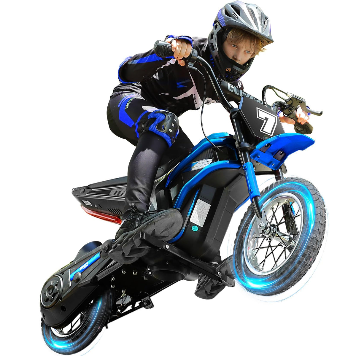 Elemara Ride on Toy Navy in-use kid, enjoying safe, imaginative play.