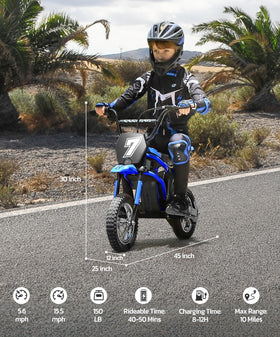Elemara Ride on Toy Navy side view right, bright navy finish for everyday adventures.