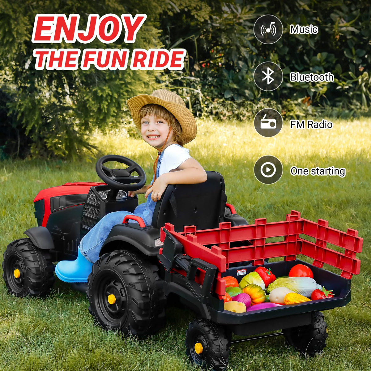 ELEMARA ride-on battery access highlights quick setup and charging