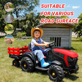 ELEMARA ride-on tractor with trailer attached supports play and chores
